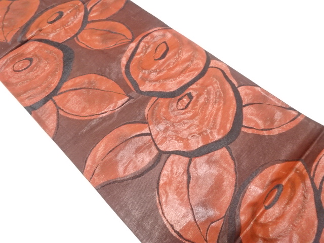 JAPANESE FUKURO OBI / WOVEN CAMELLIA